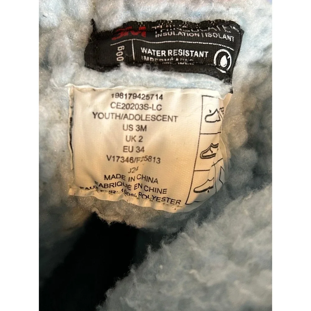 Lands‎ End Kids Light Blue Insulated Snow Boots Water Resistant 3M Thinsulate 3M
